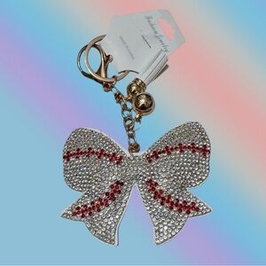 🦄 Baseball Bow Bling Rhinestone Puffy Bag Charm/Keychain!
